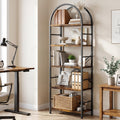 5 Tier Rustic Brown Bookshelf with Metal Frame G920173