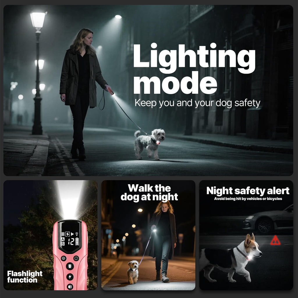 Small Dog Training Collar with Remote, Waterproof Rechargeable, Pink H494