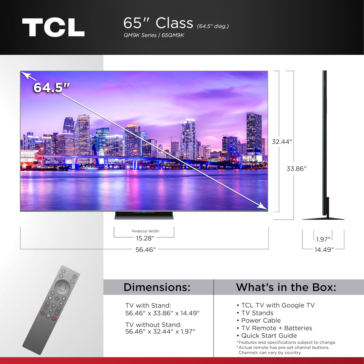 65 Inch Mini LED QLED 4K 144HZ Google TV M5396
