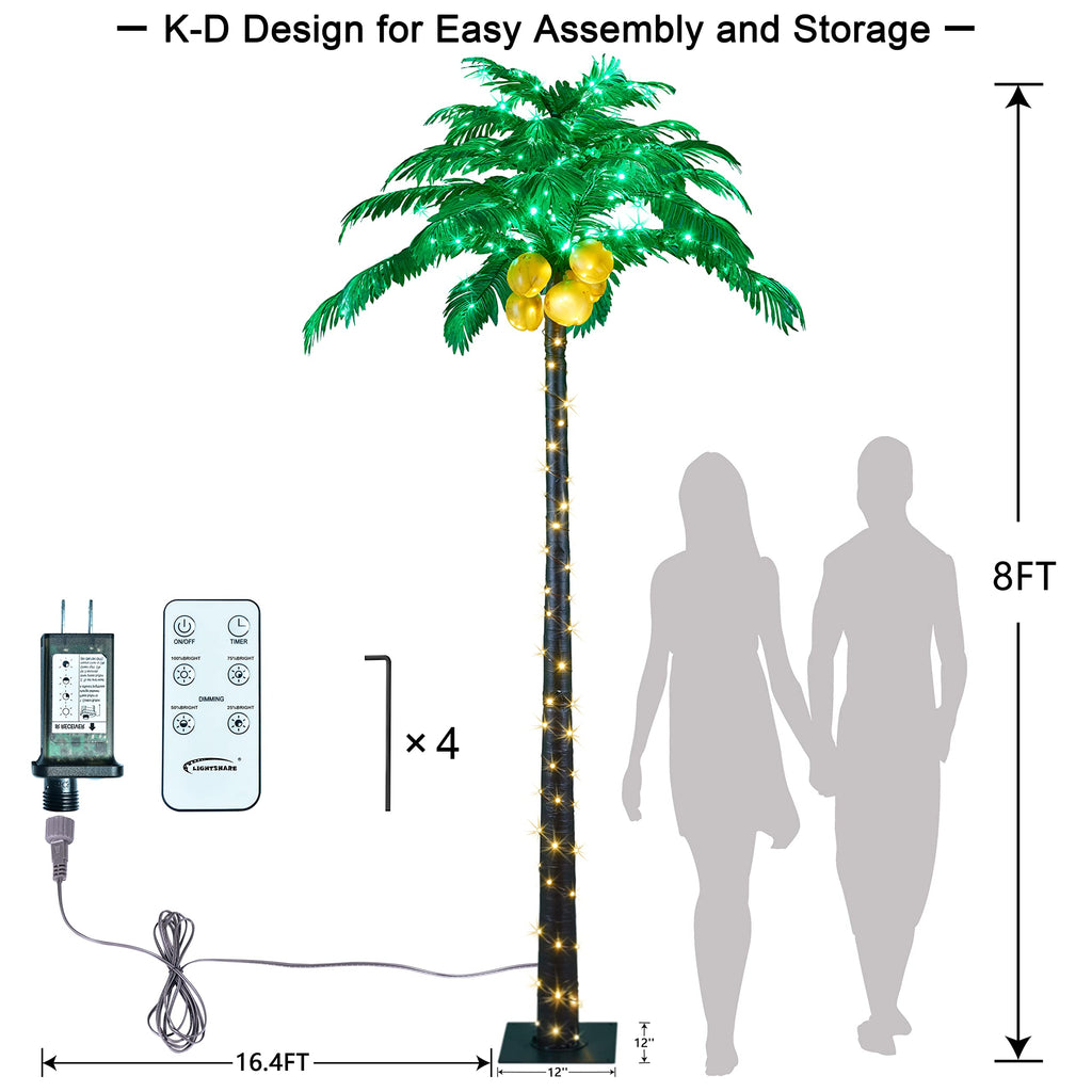 8FT Artificial Lighted Palm Tree with 256 LED Lights K73535