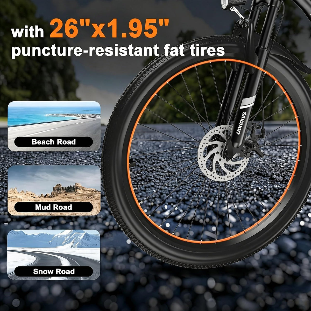 26" Electric Bike with 750W Peak Motor and 7-Speed J767