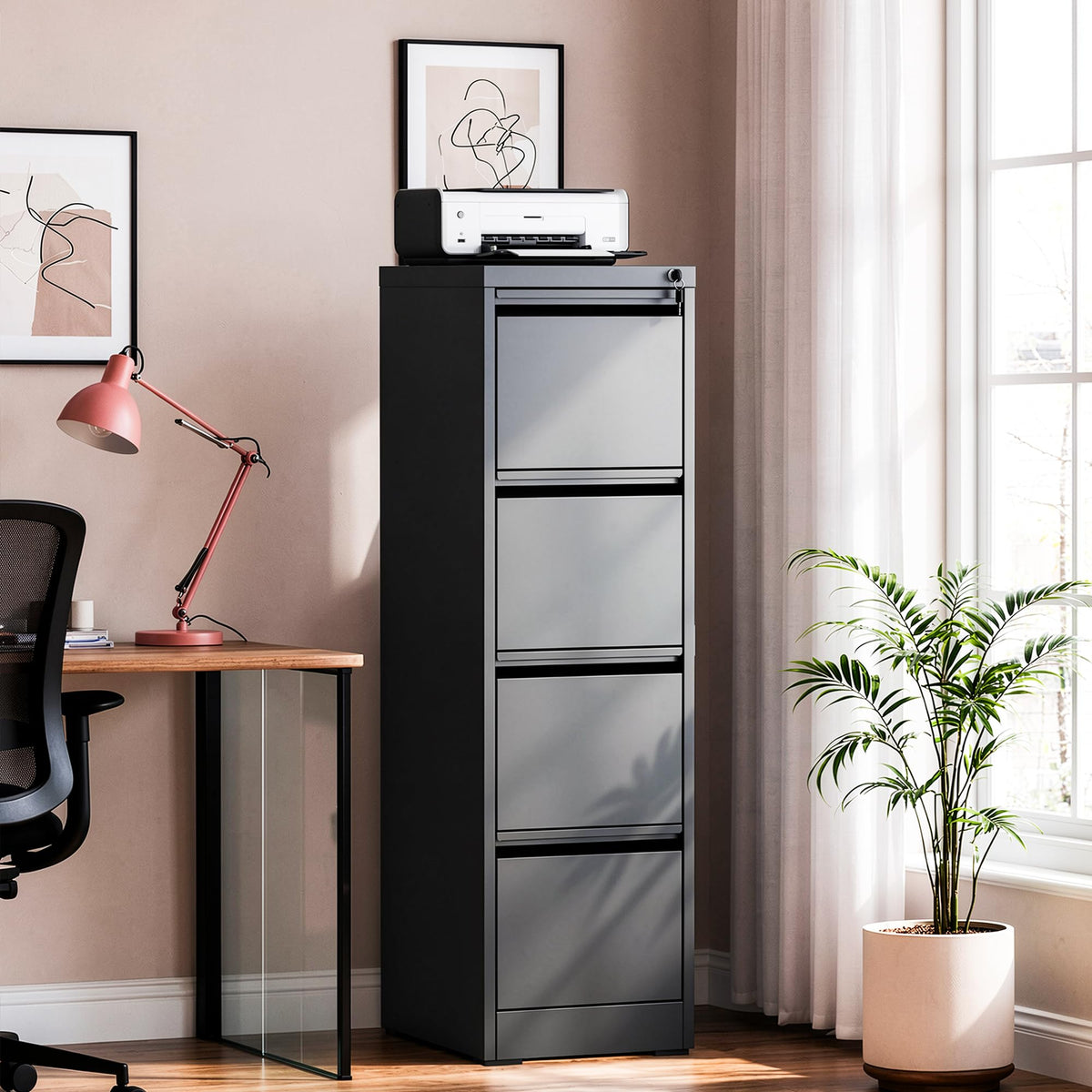 4 Drawer Metal File Cabinet with Lock J285306