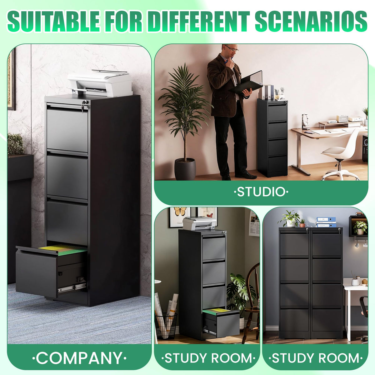 4 Drawer Metal File Cabinet with Lock J285306