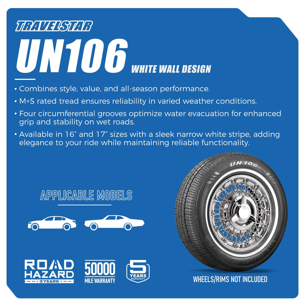 205/75R15 18mm White Wall All Season Passenger Car Tire V766027