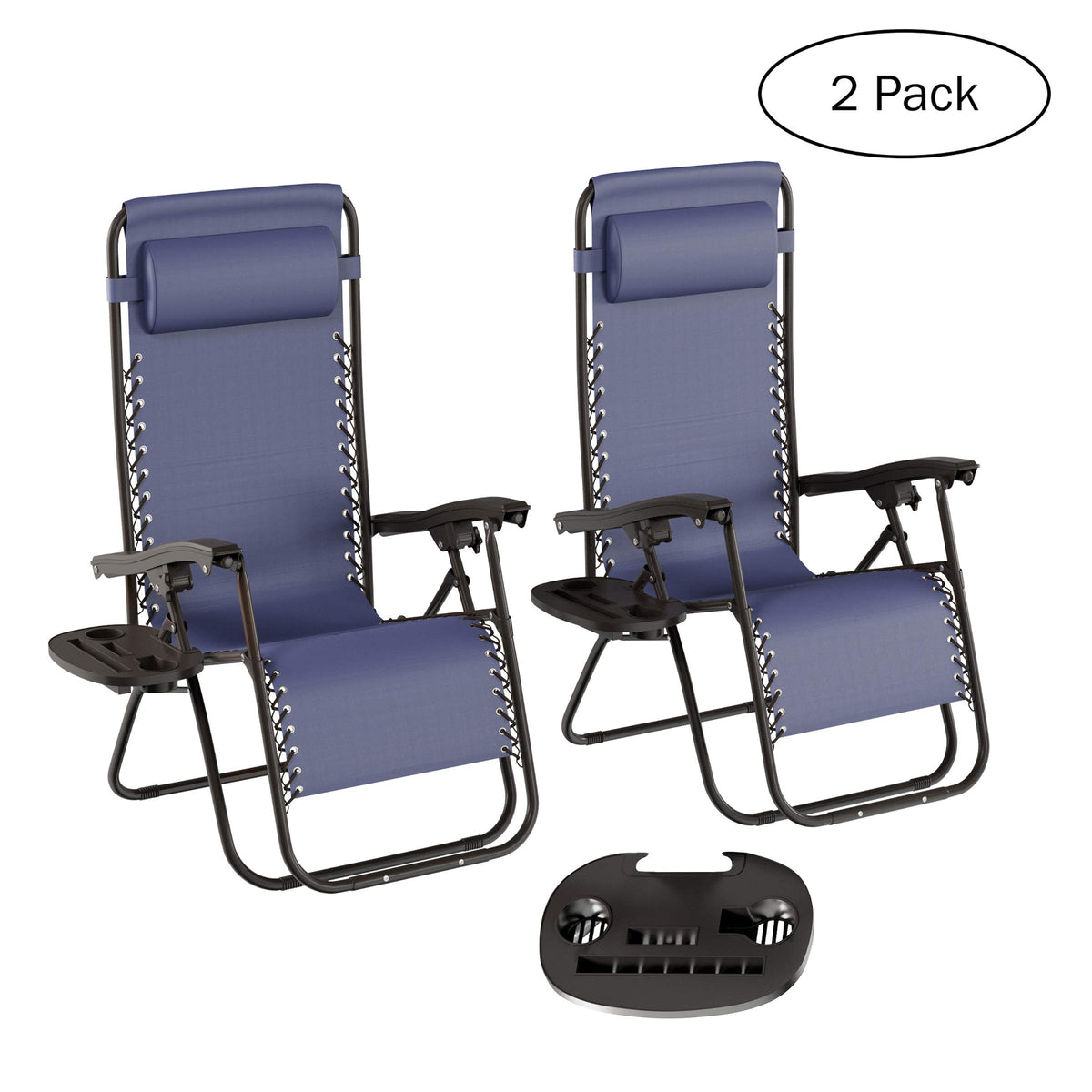 Set of 2 Navy Zero-Gravity Chairs with Side Table Y755618