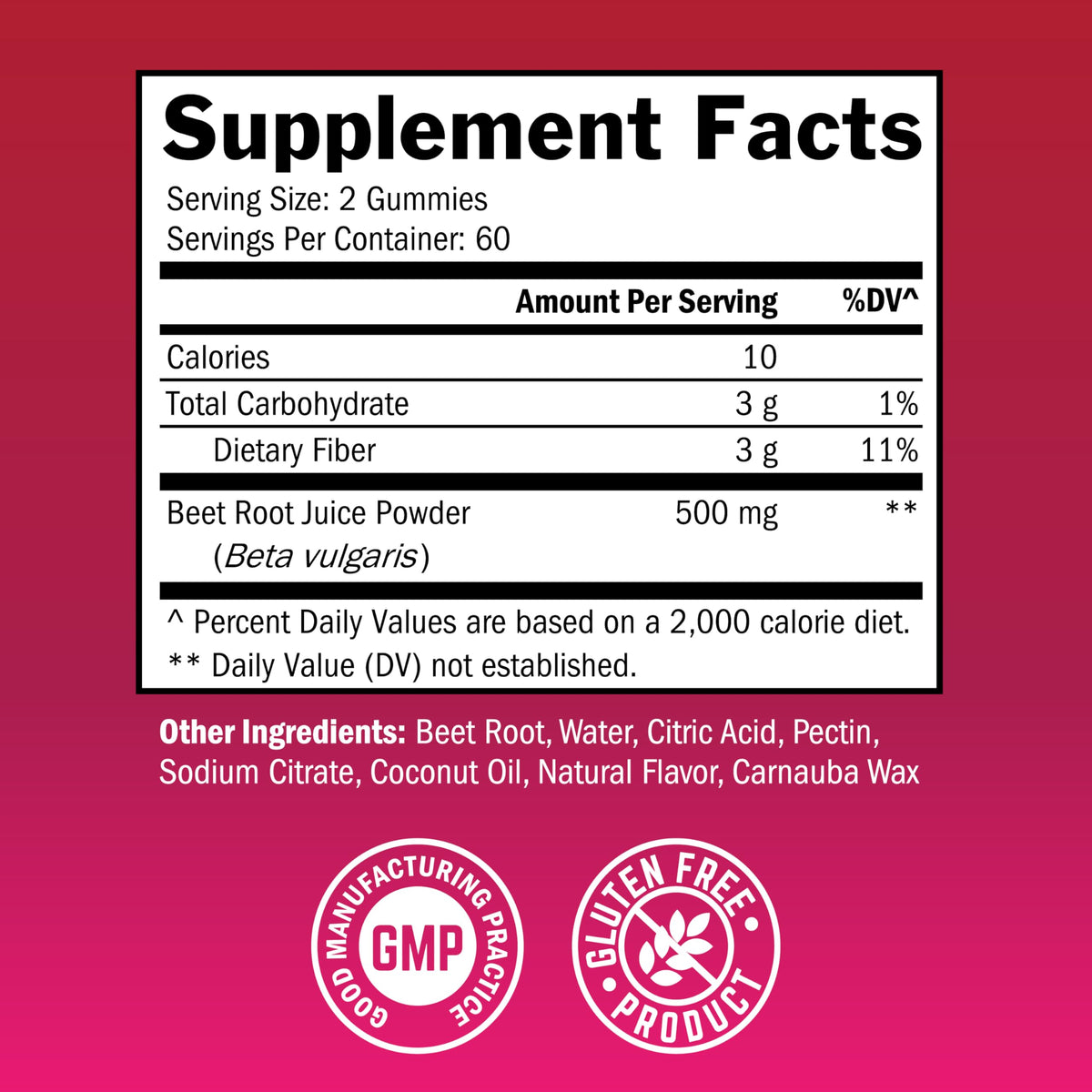 Sugar Free Beet Root Gummies Strawberry Flavor 120 Count U749070