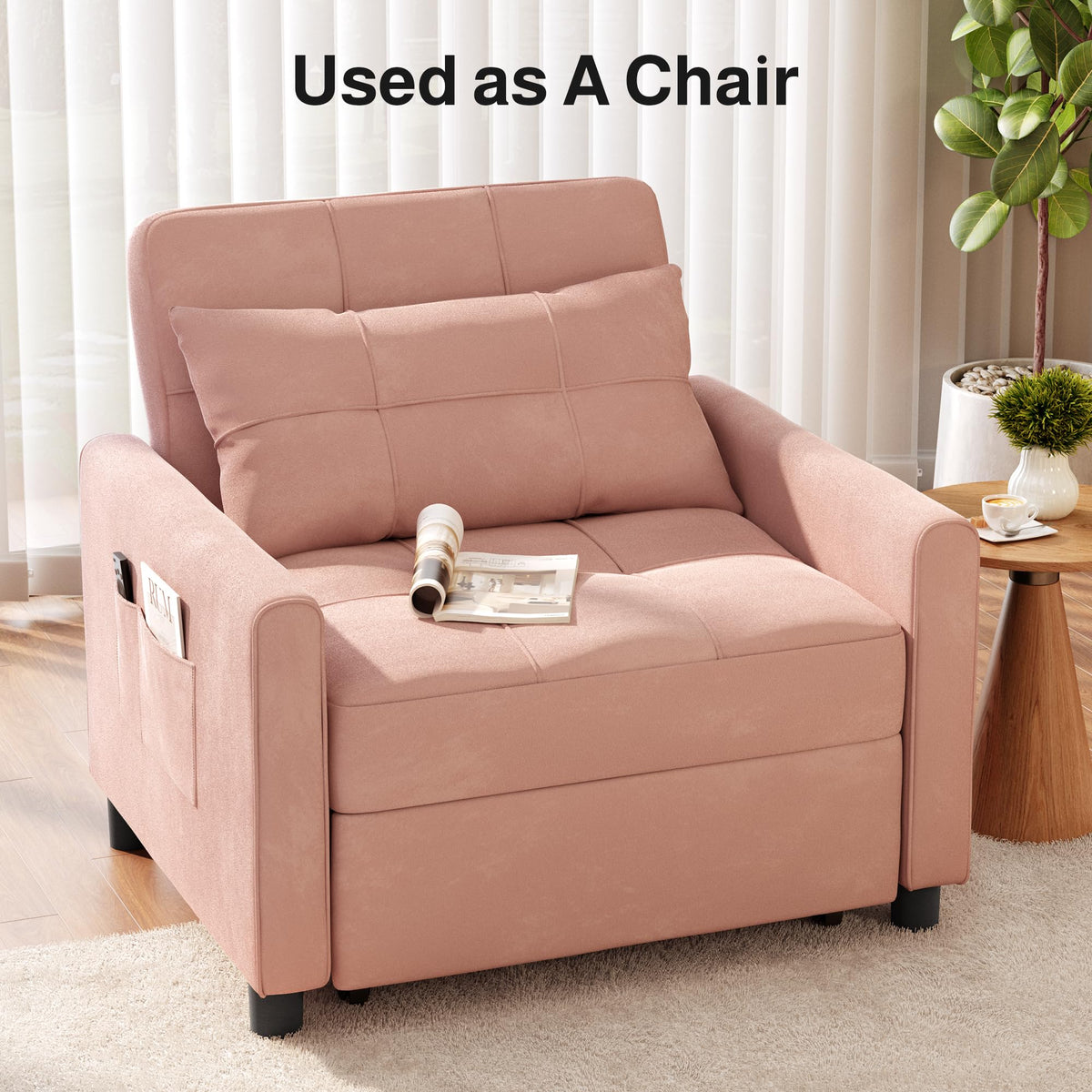 Pink Convertible Sleeper Chair Sofa Bed T37107