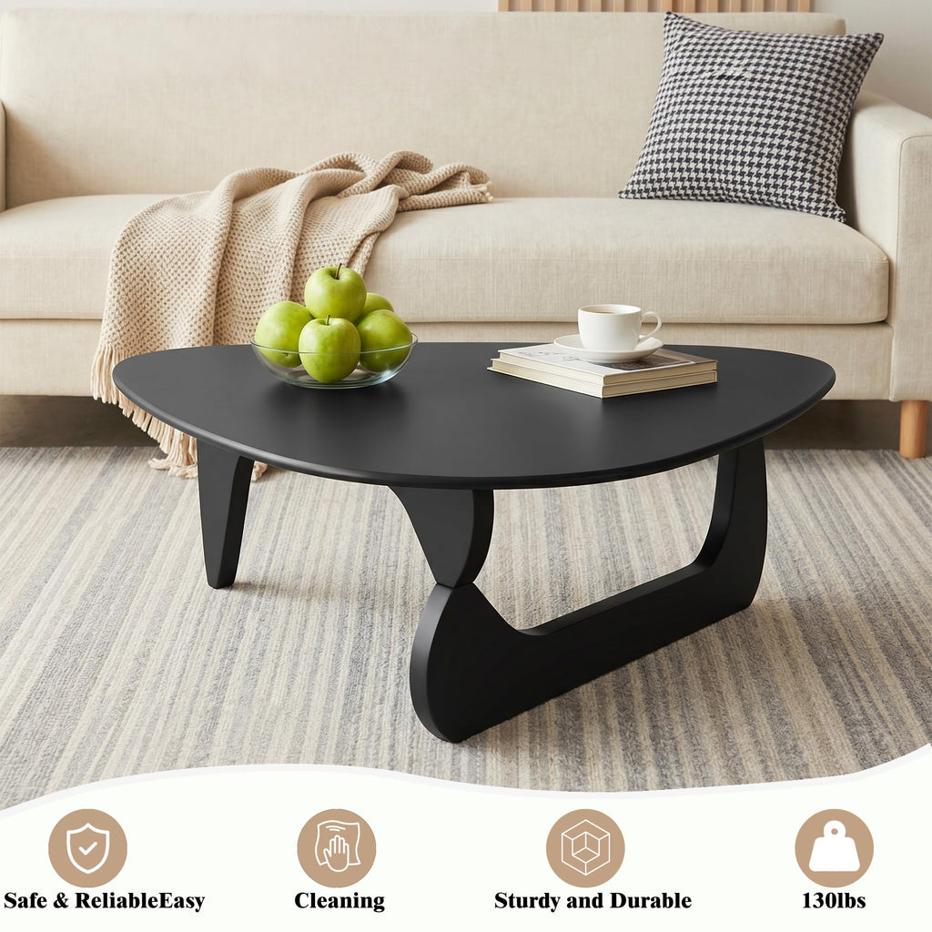 34" Black Coffee Table with Solid Wood Top T27195
