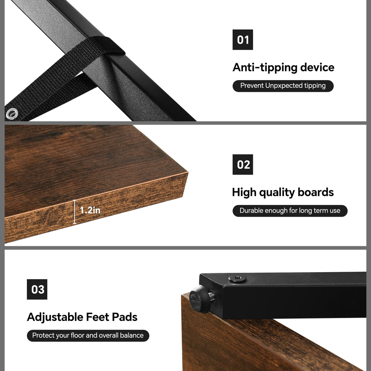 5-Tier Wood and Metal Bookshelf Y155