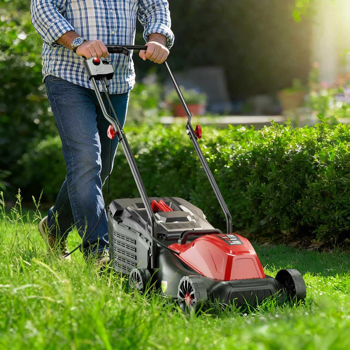 14" Corded Lawn Mower, 3-Height, 2-in-1 Mulch & Bag P442083
