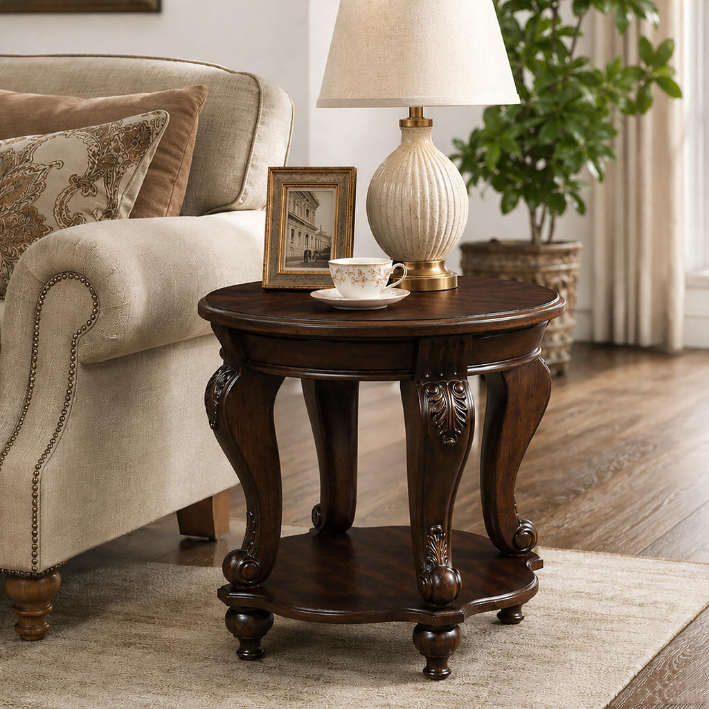 2 Tier Round Wood End Table L2024