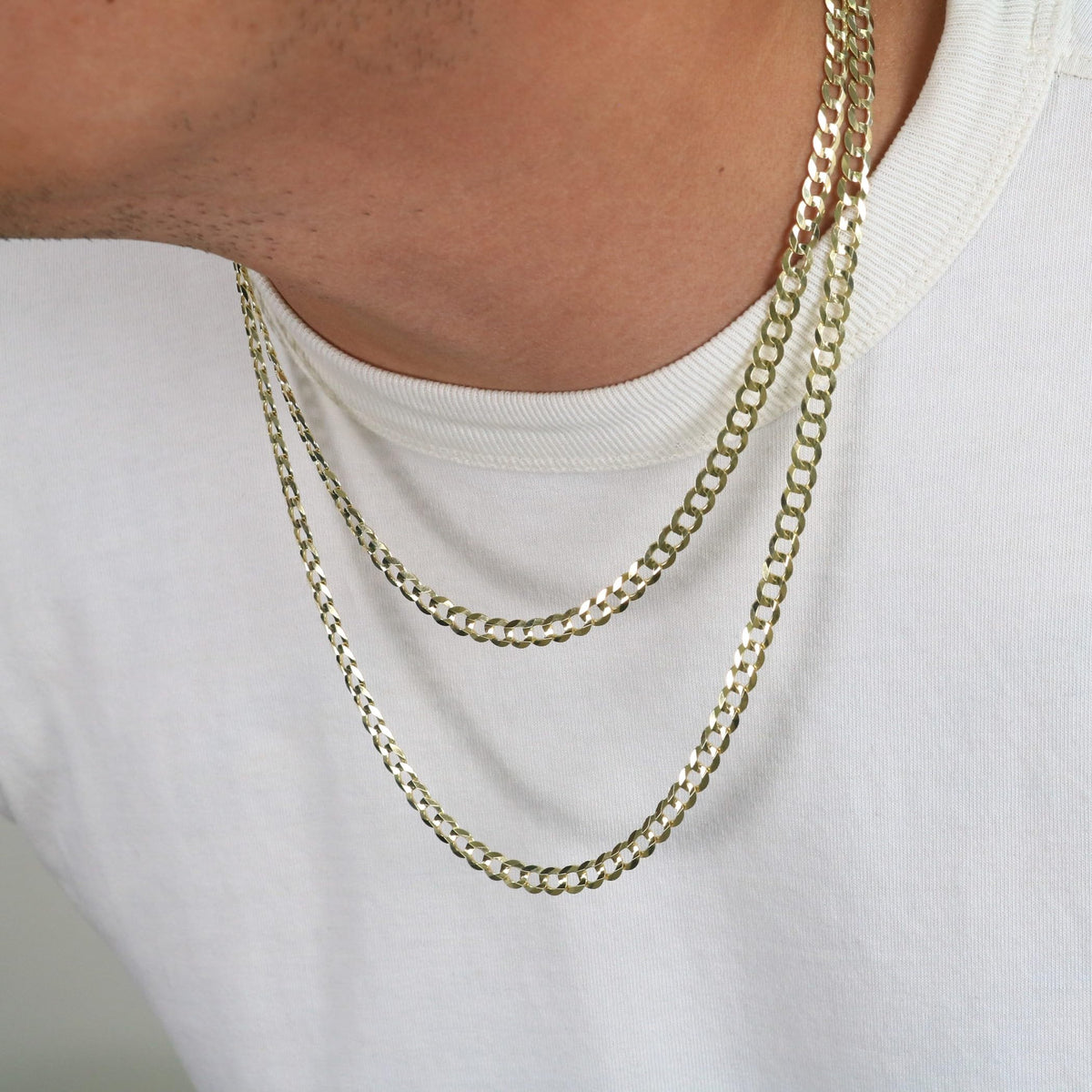 10k Yellow Gold Cuban Curb Link Chain Necklace B60172