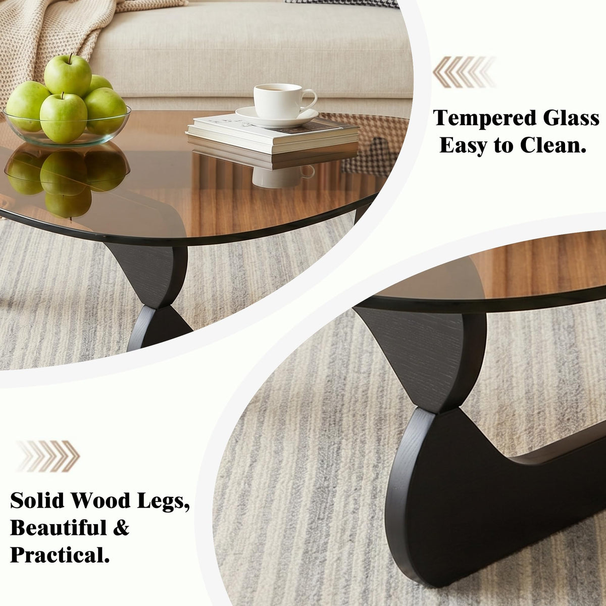34" Black Coffee Table with Solid Wood Top T27195