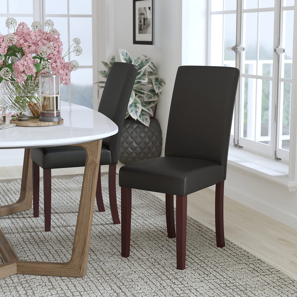 Black LeatherSoft Upholstered Dining Chair K7402