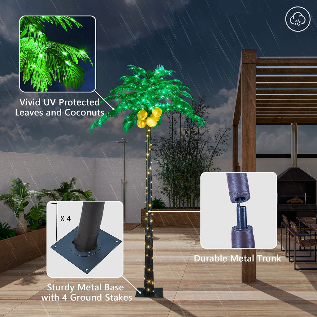 8FT Artificial Lighted Palm Tree with 256 LED Lights K73535