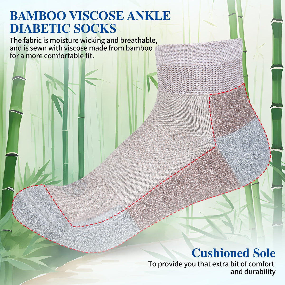 Diabetic Socks for Men, 10 Pairs Ankle & Low Cut Size 9-15 C561415