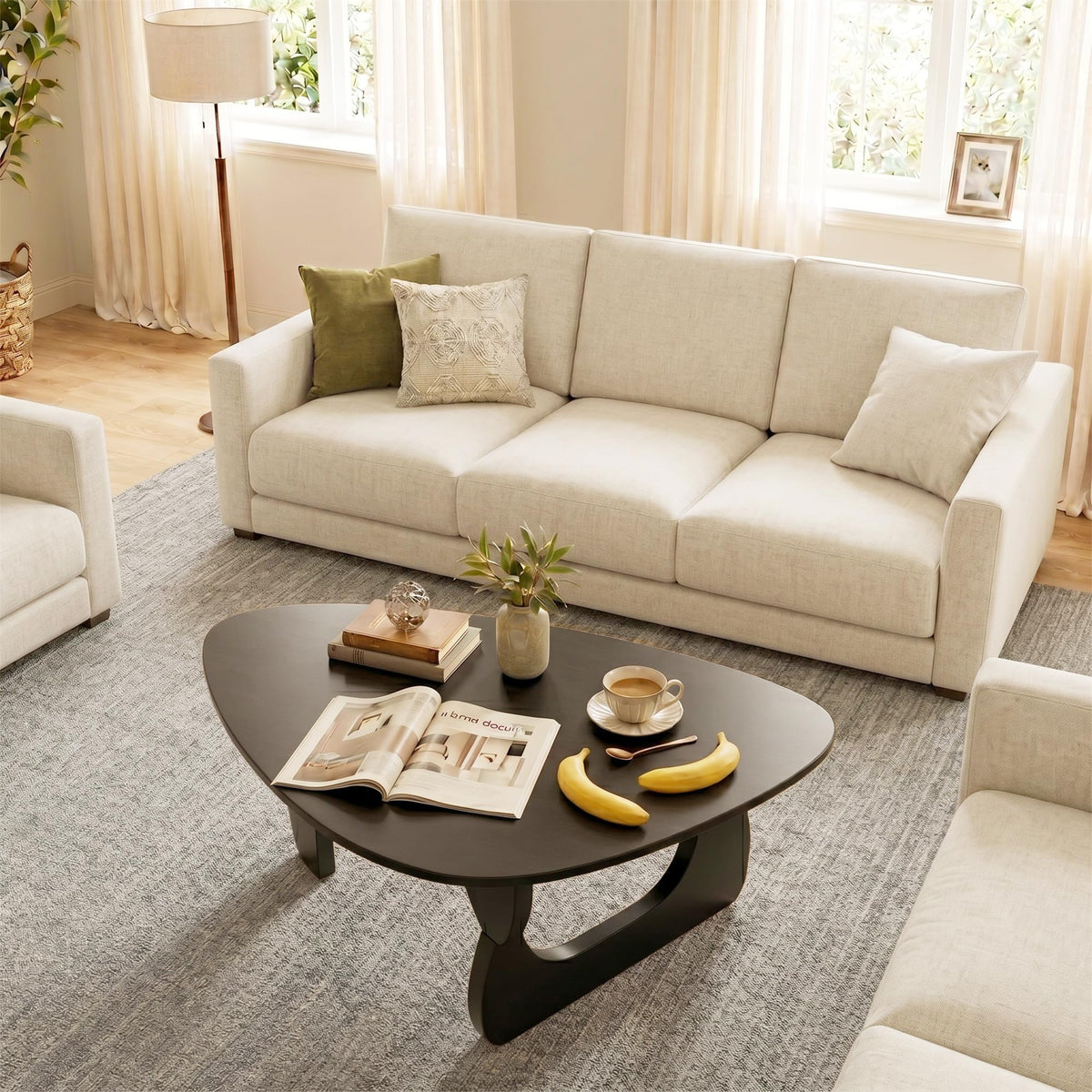34" Black Coffee Table with Solid Wood Top T27195