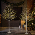 2 Pack 8FT 132 LED Warm White Lighted Birch Tree W6179