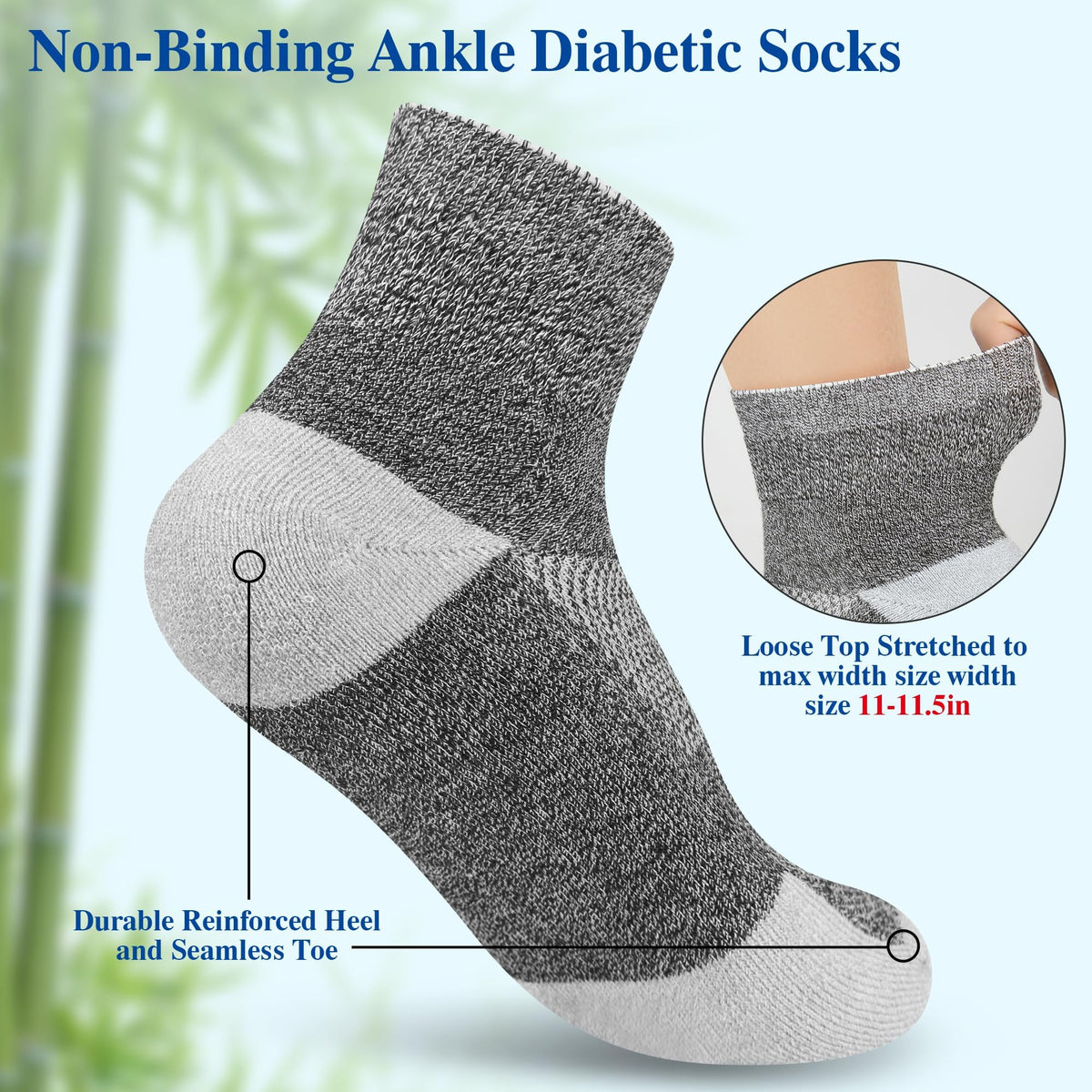 Diabetic Socks for Men, 10 Pairs Ankle & Low Cut Size 9-15 C561415