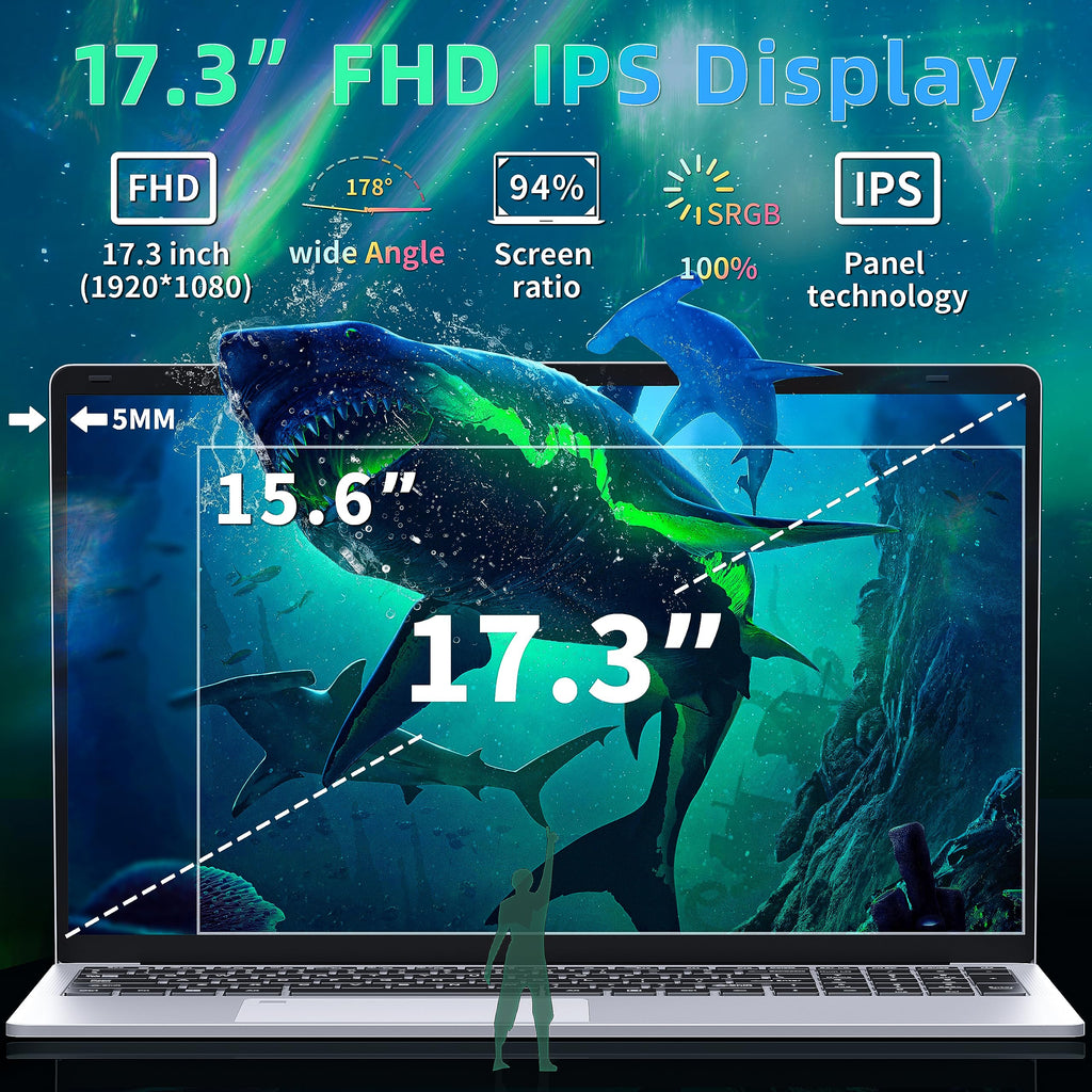 17.3" FHD IPS Business Laptop Computer, Silver L67257