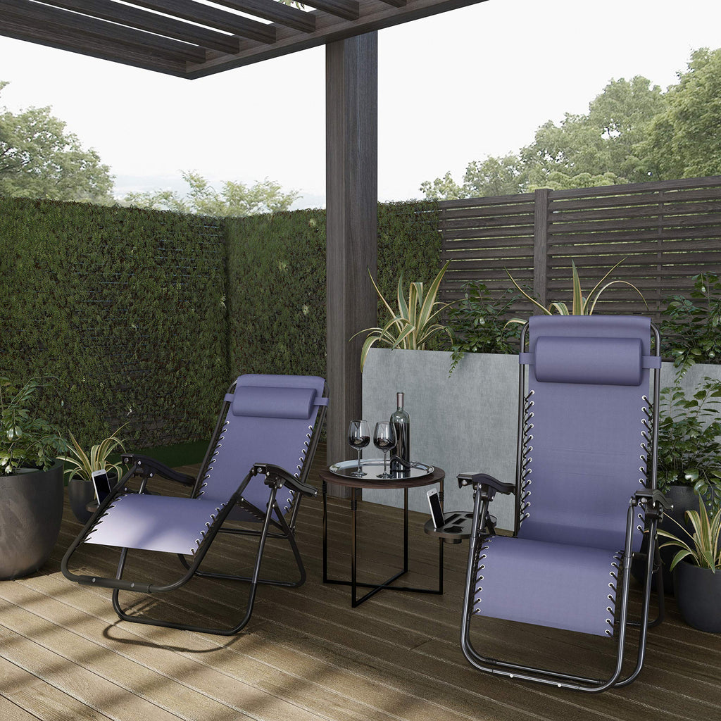 Set of 2 Navy Zero-Gravity Chairs with Side Table Y755618